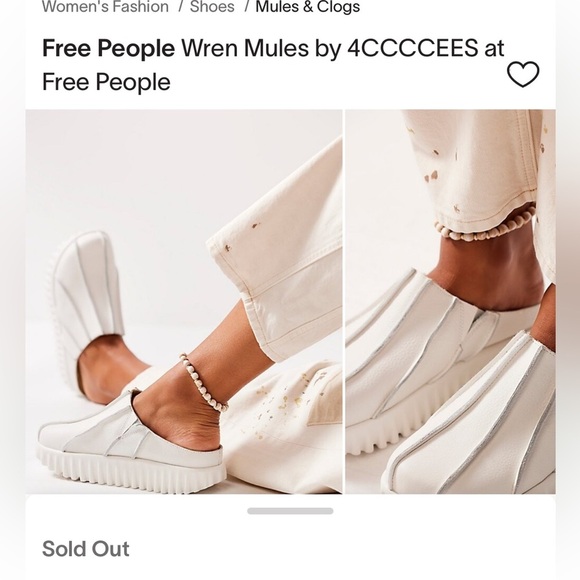 4CCCCEES waffo mules free people size EU 40 leather white new US 9.5 - Picture 2 of 9